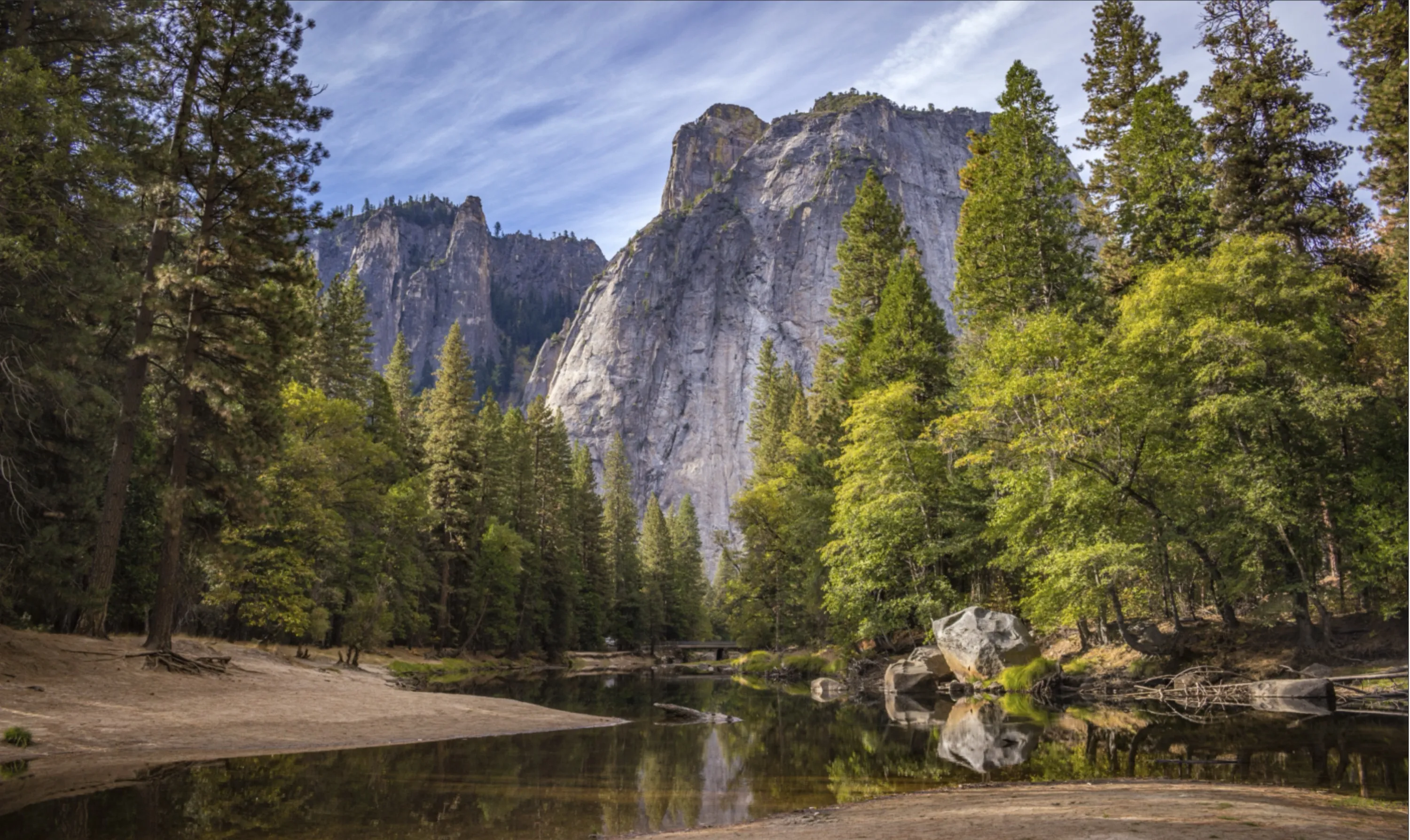 Mountain Cliffs and Stream
