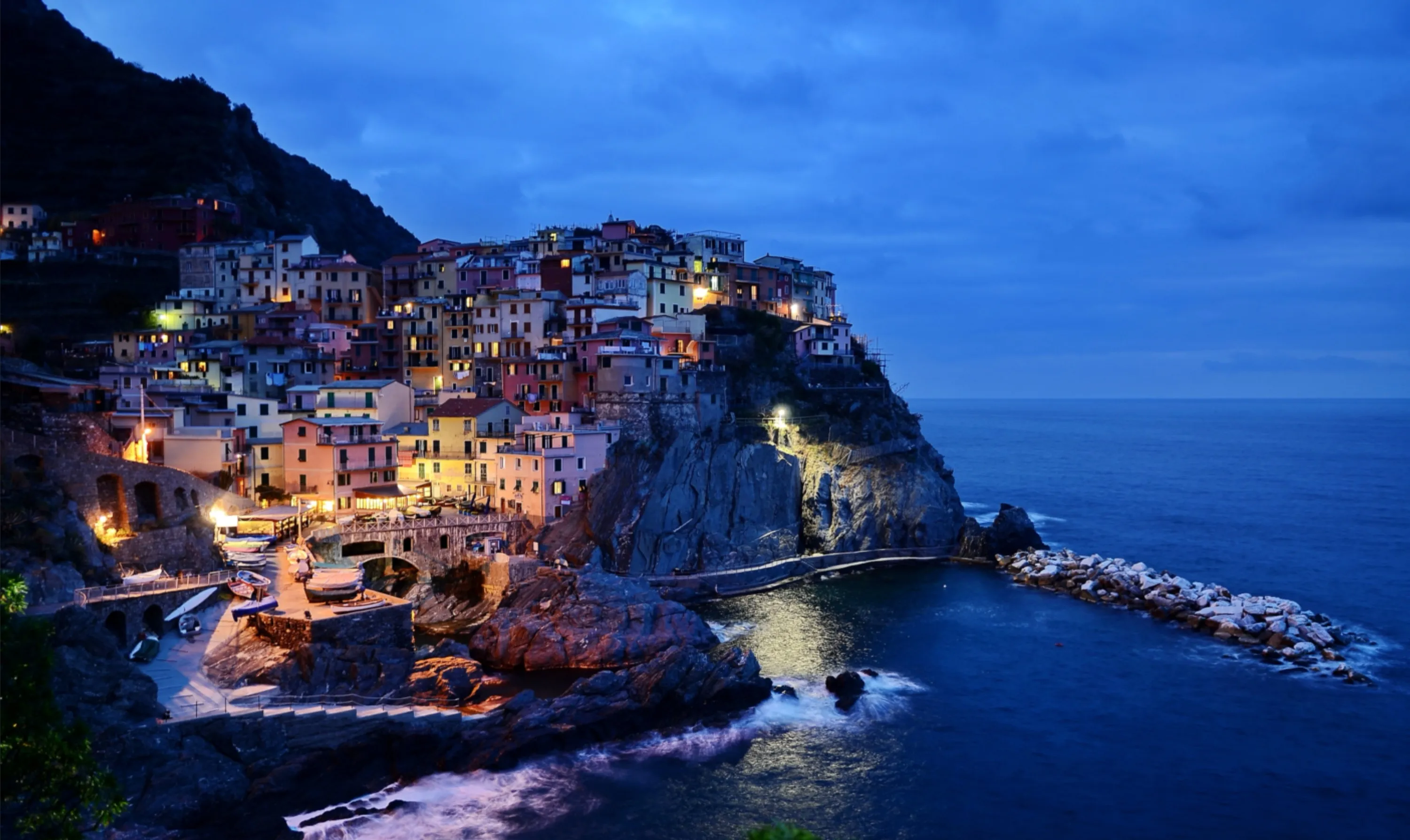 Cinque Terre, Italy, at Night