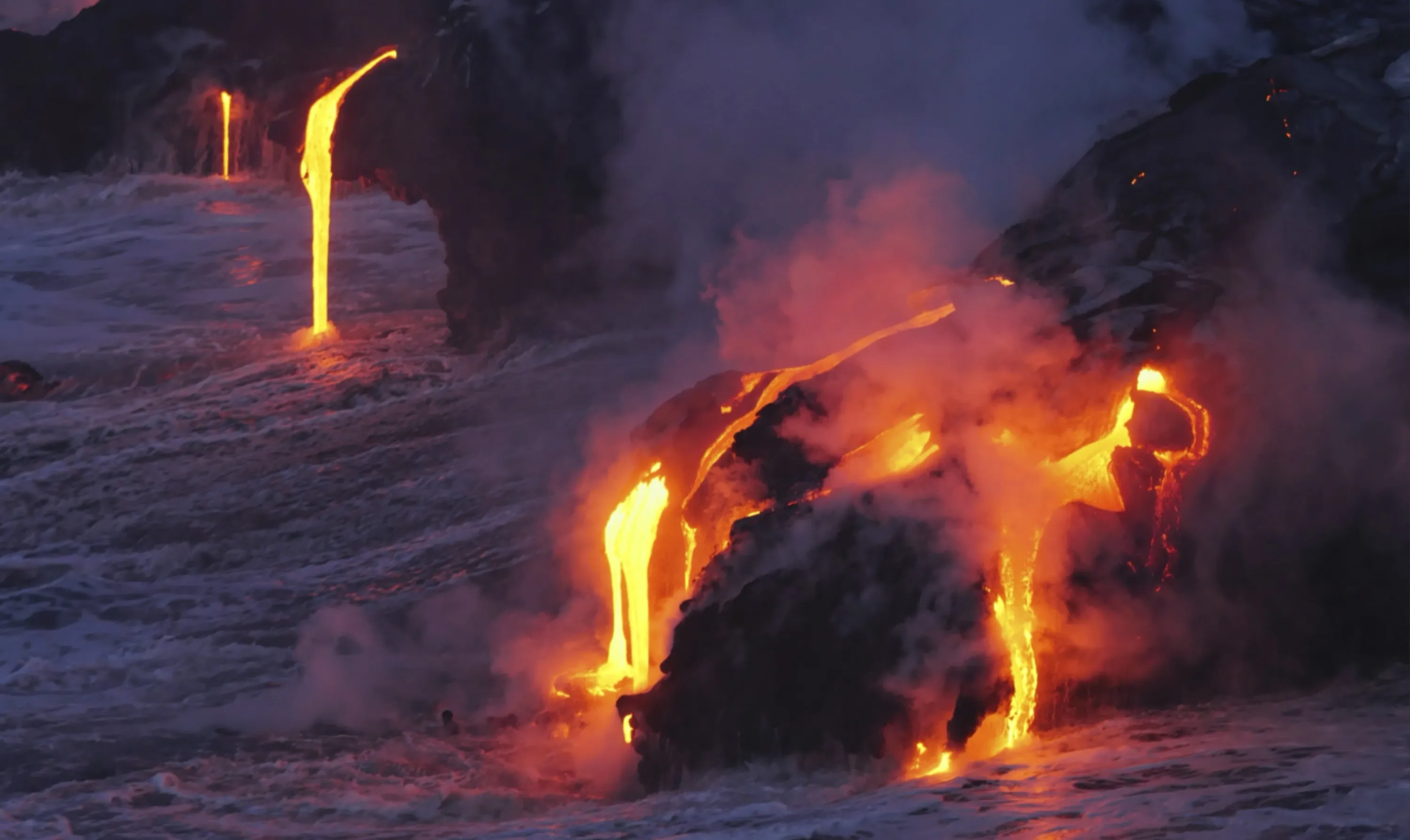 Hawai‘ian Volcanic Lava Meets the Ocean