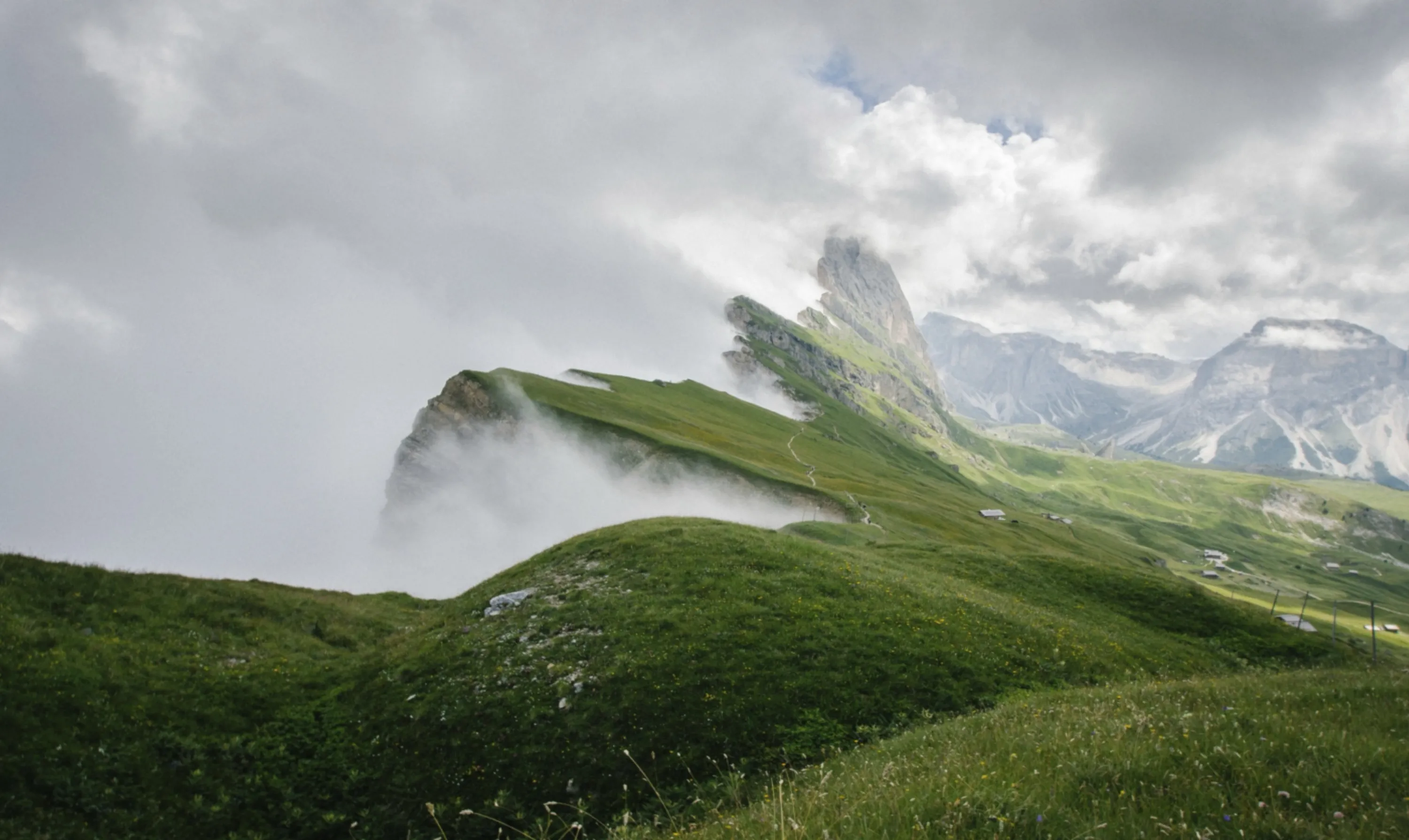 Mountain Range Shrouded in Clouds