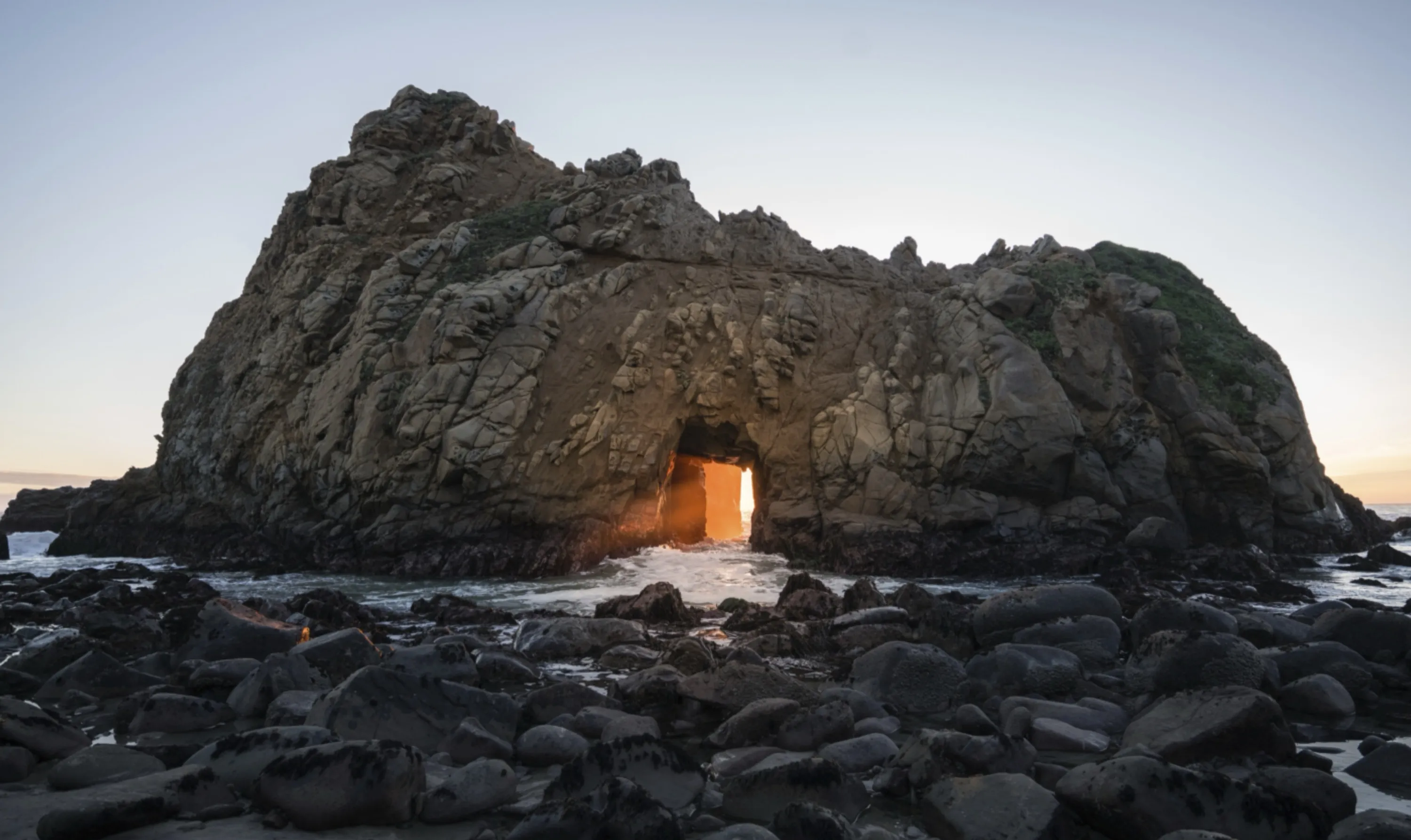 Sunlight Through Giant Boulder
