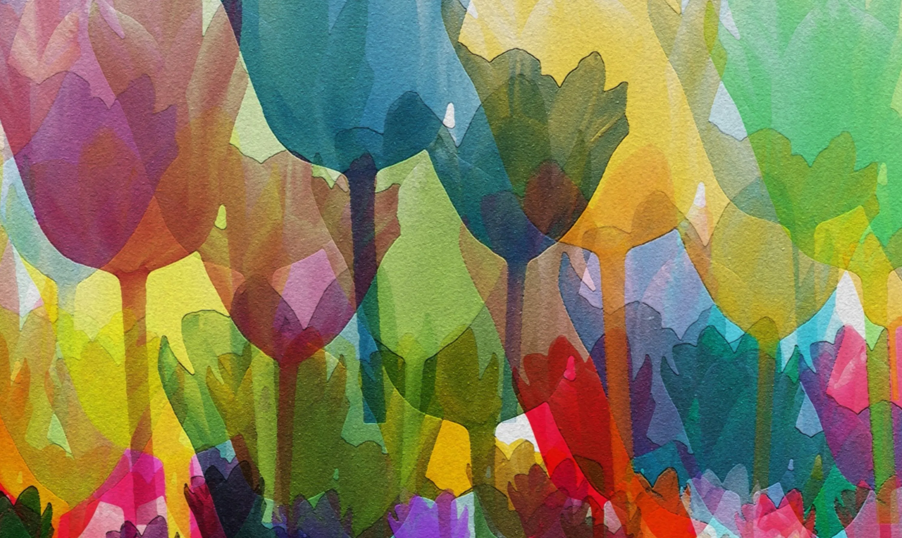 Watercolor of Tulips
