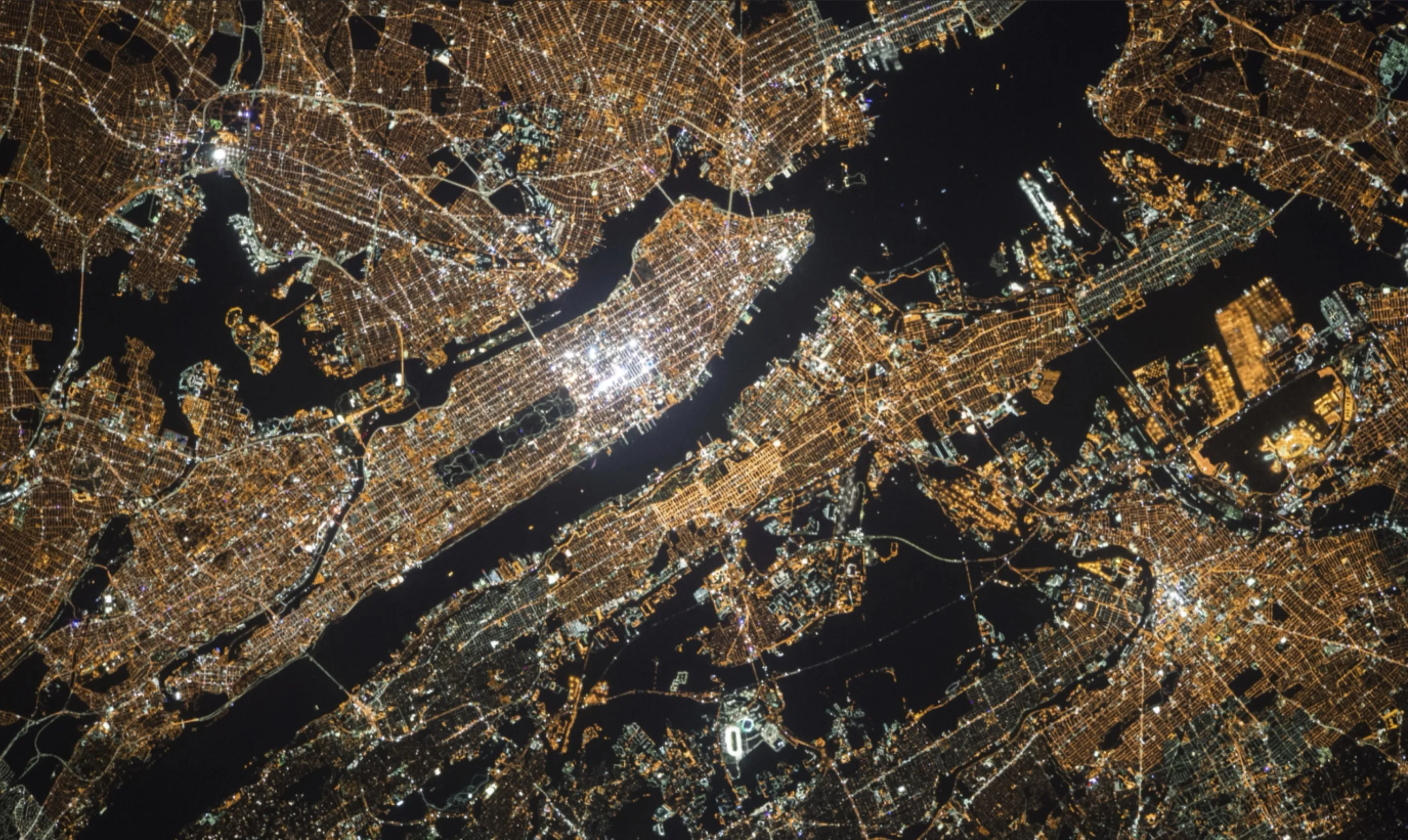 New York City at Night as Seen from Space