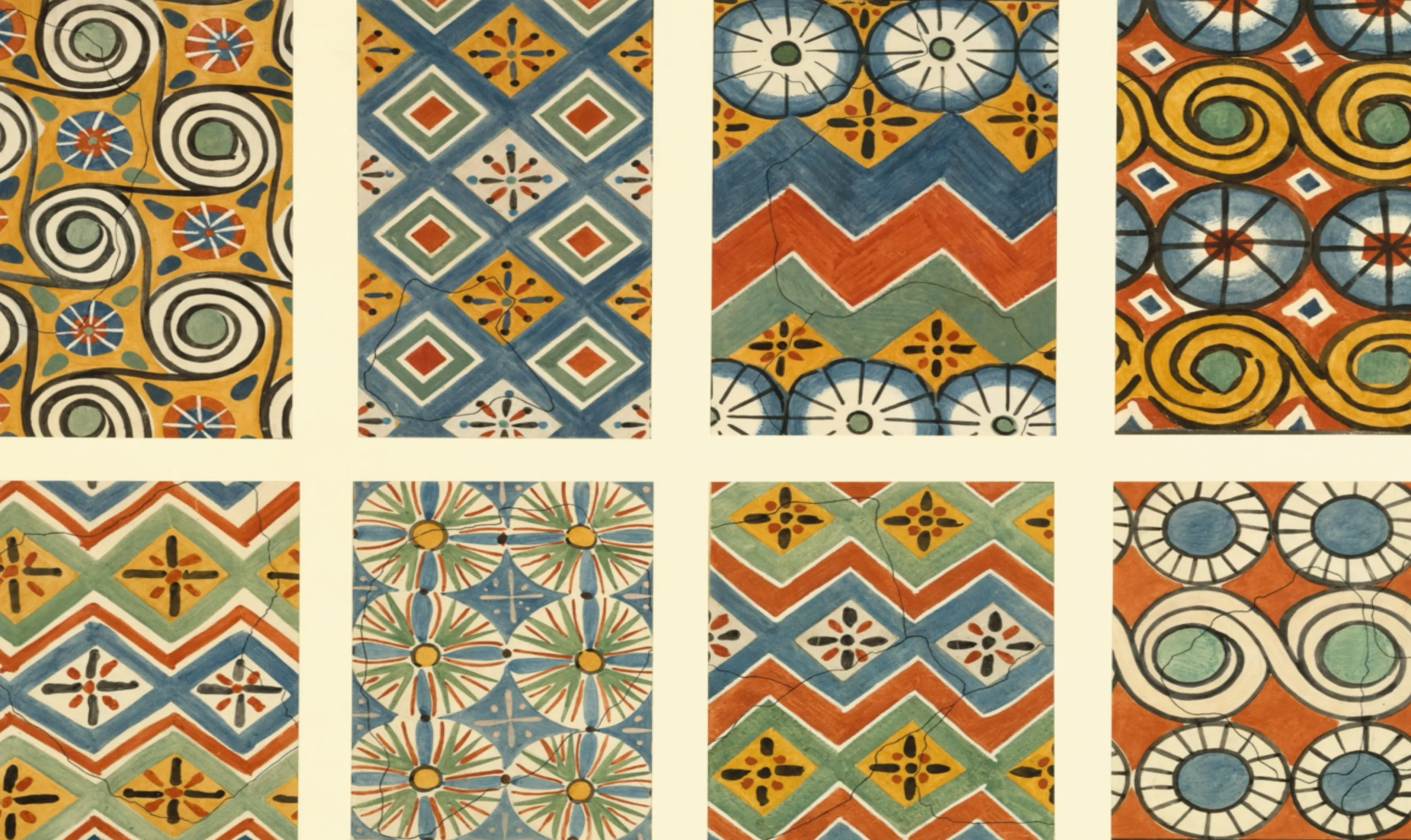 Ceiling Patterns from Ancient Egyptian Tomb of Nebamun and Ipuky